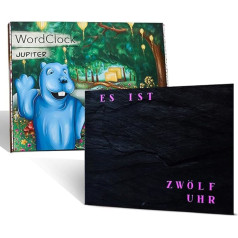 build-yours WordClock Jupiter Slate Look Modern Word Clock with LED Display Digital Wall Clock for Hanging and Standing