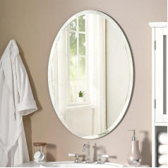 KOHROS Овальное скошенное полированное настенное зеркало без рамы для ванной комнаты, туалетной комнаты, спальни (24