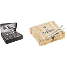 ZWILLING 07145-338-0 Набор столовых приборов из нержавеющей стали Nottingham, 68 предметов и 07150-359-0 Набор столовых приборов для стейка в деревянной коробк
