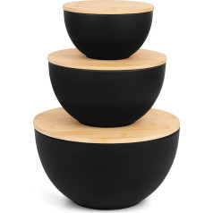 Winter Shore Salad Bowl with Lid Large (3 Sizes) - Food-Safe Plastic Bowl with Bamboo Lid for Popcorn, Chips - Small, Medium & Large, with Bamboo Chopping Board Lid