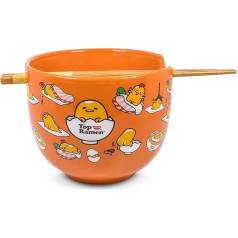 Silver Buffalo Sanrio Gudetama Japanese Top Ramen Crockery Set, миска для рамена, палочки для еды, 20 унций
