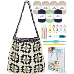 Aeelike Crochet Bag Set, Shoulder Bag, Crochet Kit, Tote Bag Set for Beginners, with Step by Step Instructions and Crochet Accessories, Tools for Adults and