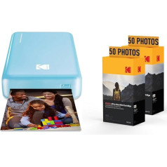 Фотопринтер KODAK PM220 и 2 картриджа MSC50 - фотографии 5,4 x 8,6 см, WiFi, совместимость с iOS и Android - синий