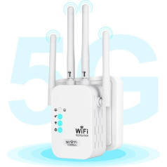 AXFEE WLAN усилитель, WLAN повторитель 1200 Мбит/с 5 ГГц WiFi повторитель WiFi усилитель, LAN/WAN порт, поддержка 3 режимов, совместим со всеми стандартными м