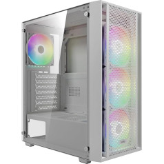 GAMDIAS Aura GC2 Elite ARGB ATX Gaming Midi-Tower PC Case, 4 x 120mm ARGB вентилятора, сетчатая передняя панель с высоким воздушным потоком, боковая панель из закаленного 