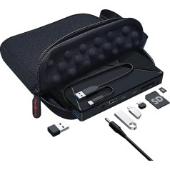 Внешний CD DVD привод PeroBuno USB 3.0 4 порта USB и 2 слота для TF/SD карт, устройство записи CD DVD для ноутбуков, MacBook, iMac, настольных компьютеров, Windows 11/10/8/7/V