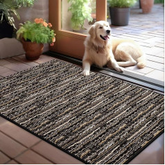 Biscpro Doormat 80 x 100 cm Boho Carpet Dirt Trapper Mat Indoor Washable Non-Slip Door Mat Entrance Mat Ковер для входной зоны, входной двери, патио, прихожей, сада, крыльца черный