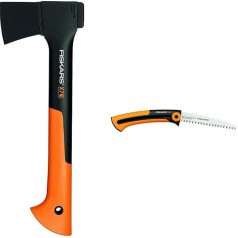 Универсальный топор Fiskars с лезвием и защитой для транспортировки, длина: 35,5 см, антипригарное покрытие, черный/оранжевый, X7-XS, 1015618 и ручная п