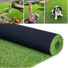 Petgrow 1M × 5M Kunstgras für Haustiere, 20mm Grashöhe Dauerhaftes Selbstentwässerungssystem Falsche Rasenmatten, Natürliche Simulation für Terrasse Balkon Außen Innen Grüner Rasenteppich (1M × 5M)