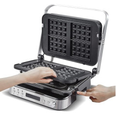AMZCHEF 2000 Watt Kontaktgrill 3 in 1 - Tischgrill, Waffeleisen, Sandwichmaker - Panini Grill mit 4 Abnehmbare Platten - 180°Electric Grill mit Frei Einstellbarer Zeit und Temperatur - XL