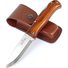 JEO-TEC Nº17 Pocket Knife Bushcraft Survival Folding Knife Hunting Knife Outdoor Knife - Сталь Sandvik 14C28N Scandi - Кожаные ножны - Складной нож ручной работы