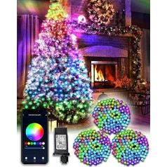 DOTWAYAW Smart Fairy Lights 60 m 600 LED Christmas Tree - App Controlled Lights for Christmas with 16 Million RGB Colours LED Lights