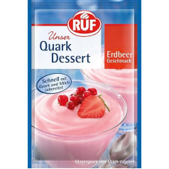 RUF Quark Dessert Strawberry, Milkshake Powder Strawberry, Super Creamy Curd Food с фруктовым клубничным вкусом, готово за 3 минуты