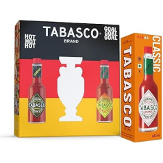 Подарочный набор для Чемпионата Европы от бренда TABASCO: Стеклянные бутылки 60 мл с острым соусом чили - Скорпион/Хабанеро/Оригинальный красны