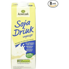 Органический соевый напиток Alnatura, несладкий, без глютена, без лактозы, веганский, упаковка из 8 штук (8 x 1 кг)