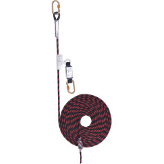Geführte Fallsicherung mit Energieabsorber und Karabiner mit 10 m Verankerungsleine