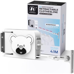 Foyer Nuage Retractable Clothesline 14ft Long TPU Washing Line Extendable Washing Line for Drying Indoor Outdoor White