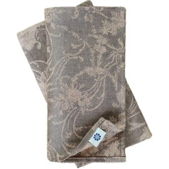 Льняные и хлопковые 4 x жаккардовые салфетки Тканевые льняные салфетки Roseus с дамасским узором - 100% лен, розовый/серый (47 x 47 см) Праздничное ук