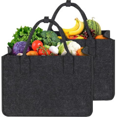Leerweii 2 сумки для покупок из войлока объемом 30 л, 40 x 27 x 27 см, сумки из войлока, корзина для покупок с внутренним карманом, складная большая сум