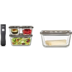 CASO Vacu OneTouch Eco Set, ручной вакуумный запайщик, включающий 3 стеклянных вакуумных контейнера и VacuBoxx Eco L - вакуумный контейнер для свежести / 1 кон