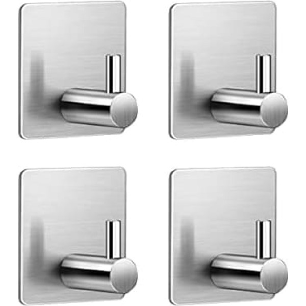 Kiemeu 4 Pack Self Adhesive Hooks Heavy Duty Small Adhesive Hooks Hanging Extra Strong Stick On Hooks for Walls