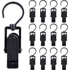 INCREWAY Зажим для прачечной, 16 штук 11,5 см черный прочный пластик крючки для штор, вращающиеся крючки для вешания полотенец, одежды, фотографий