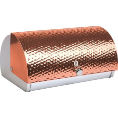 Berlinger Haus Rose Gold Bread Bin Sliding Lid Bread Pastry Storage Container Stainless Steel Bread Box Modern Design Rose Gold Stainless Steel