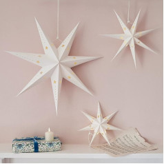 Lights4fun Набор из 3 светодиодных звезд Бумажная складная звезда Рождественское украшение Крытый Работает от батареек Таймер Рождественская 