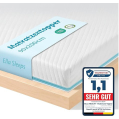 Ella Topper 90 x 200 см H3 H2 7 см, Матрас Topper 90 x 200 см Gel Memory Foam, Oeko-Tex & CertiPUR Certified Visco Topper, Матрас Topper с упругой и нескользящей нижней стороной