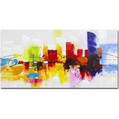Fokenzary Ручная роспись Красочная абстрактная живопись на холсте в качестве настенного украшения Уже обрамлен и готов повесить холст 16 x 32 дюй