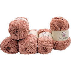 500 г Ilkadim Export Chenille Baby Knitting Yarn Plain Baby Wool 5 x 100 г Polyester Knitting Wool Super Bulky, Baby Wool Plain (Dusky Pink 100-54)