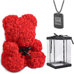 LORESJOY Розовый медведь, 25 см розовый медведь, цветочный медведь с подарочной коробкой, творческий DIY фото подарок брелок, романтические розы