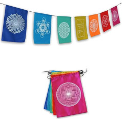 Радужные молитвенные флажки Священная геометрия Позитивная энергия Шри Янтра Цветок жизни Семя жизни (9x12 разноцветный)