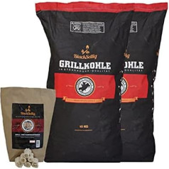 Уголь для стейкхауса BlackSellig 20 кг + 50 кусочков натурального угля для зажигалок Pure Quebracho Wood Charcoal для барбекю - идеальное ресторанное качество