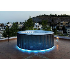 Надувной открытый бассейн GARDWELL Whirlpool 204 x 70 см для 6 человек с массажными форсунками и фильтром - надувной бассейн круглого серого цвета с фун