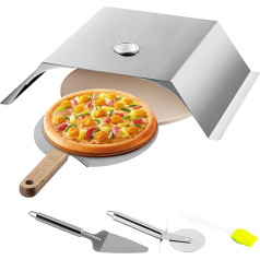 VEVOR Насадка для пиццы, газовый гриль, 3 штуки, крышка для пиццы, 48 x 35 x 17 см, угольный гриль, печь для пиццы, 50-300 °C Насадка для пиццы из нержавею