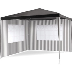 Nexos Gazebo 3 x 3 м из полиэтиленового брезента 100 г/м² + 2 боковые панели с окнами и стальной рамой, шатер для вечеринок, садовый шатер, защита от со