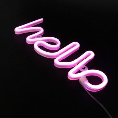 Uonlytech Hello LED Neon Light Sign Light Up Letter Night Lamp for Birthday Wedding Bar Party Supplies Girls Room Table Decoration Accessories (Pink)