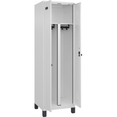 Шкафчик kaiserkraft Evolo Plus Black and White, 1 отделение, разделительный центр, белый, Ш 600 мм, с широкими ножками, безопасная поворотная защелка