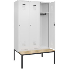 kaiserkraft | Evolo Plus Bench | 3 отделения | Белый | Ш 1200 мм | Цилиндровый замок | с встроенной скамьей | Бук