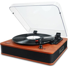 Vosterio Проигрыватель, проигрыватель пластинок с Bluetooth и встроенным стереодинамиком HiFi, винтаж 3 скорости, винил в MP3/FM радио/USB/TF/Aux-In/RCA/LED диспл