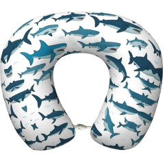 Подушка для путешествий jingong Shark Pattern с различными жестами Ultimate Comfort Neck Pain Relief Memory Foam Travel Pillow