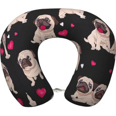 DEXNEL Милый мопс подушка для путешествий на самолете, подушка из пены с эффектом памяти, подходит для самолетов, сна, путешествий