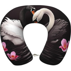 Подушка для путешествий Dwrepo Black and white swan love heart, пена с эффектом памяти, U-образная подушка для путешествий, портативная поддержка головы/шеи,