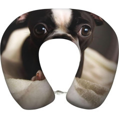 Подушка для путешествий Dwrepo Cute Boston Terrier, пена с эффектом памяти, U-образная подушка для путешествий, портативная, поддержка головы/шеи, подуш