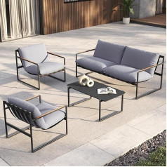 Комплект садовой мебели Grand patio 4-х местный с подушками, веревочный комплект для отдыха с 2-х местным диваном, 2 креслами и 1 столом, металличес