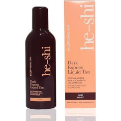 he-shi He-Shi Dark Express Liquid Tan Instant Fake Tan Liquid - Express Tanning Lotion - Quick Drying Formula with No Self Tanning Odour - Vegan and Cruelty Free - Dark Tanning Glass