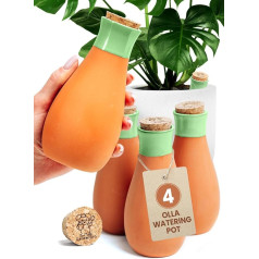 GARDENBRO Терракотовые самополивающиеся глобусы для полива растений Набор из 4 шаров и тестера уровня воды в почве (зеленый)