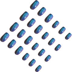 Healeved 24 Stk Nagelaufkleber Abdeckung Abziehbilder Quadratische Falsche Nägel Spitze Funkeln Dekoration Schönheitszauber Für Nägel Nail-art-patch Zubehör Für Maniküre Abs Blue