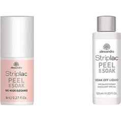 alessandro Striplac Peel or Soak Nude Elegance - светодиодный лак для ногтей в элегантном нюдовом цвете - 1 x 8 мл & Striplac Peel or Soak Soak-Off Liquid - специальное средство для у